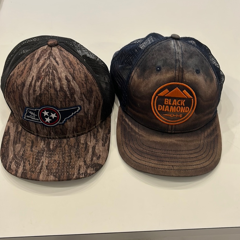 lot of 2 camo hats adjustable trucker one size fits all
